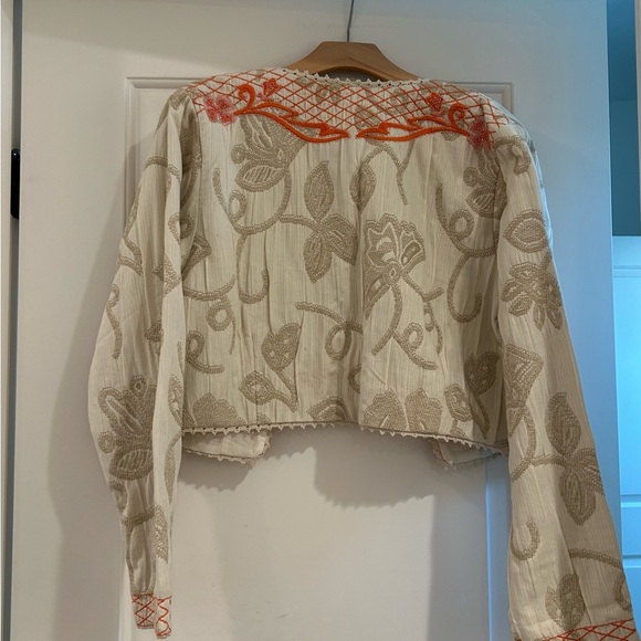 Soft Surroundings Red and Cream Floral Blazer  NWOT - Picture 2 of 5